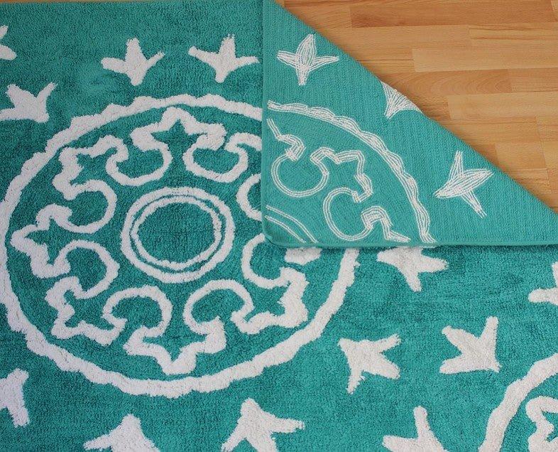 Alfombra Infantil Algodón 100% Lavable Aratextil Duna Turquesa - Nanetes #